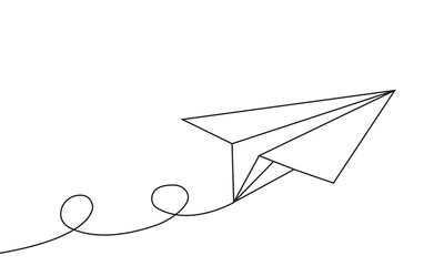 Business startup journey trip travel paper plane email flight on white background