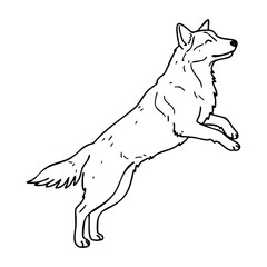 Fototapeta premium Line drawing of a german shepherd jumping with graceful elegance. Vector hand-drawn doodle illustration