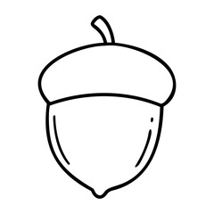Simple acorn outline drawing with smooth lines. Vector hand-drawn doodle illustration