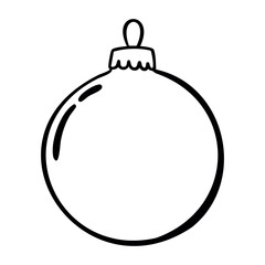 Obraz premium Simple outline of a christmas ornament bauble design. Vector hand-drawn doodle illustration