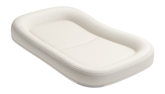 Cushioned changing pad with a wipe-clean surface, simplifying cleaning after messy diaper changes.