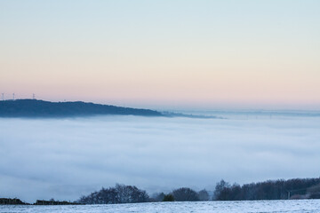 Cloud inversion and sunset over Halifax and Elland, Yorkshire