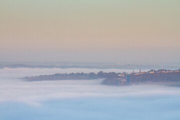 Cloud inversion and sunset over Halifax and Elland, Yorkshire