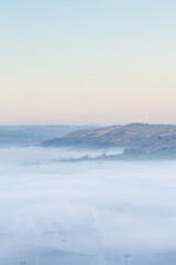 Cloud inversion and sunset over Halifax and Elland, Yorkshire