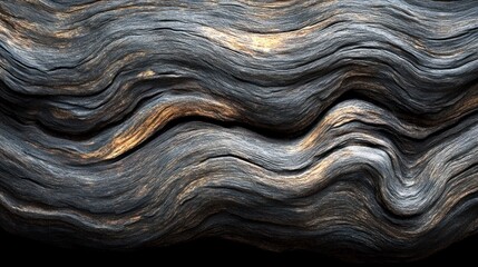 Intricate wood grain texture, dark gray and gold streaks