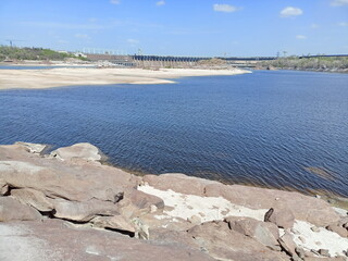 A dangerous section of the Dnieper coast with large boulders where you would not want to walk.