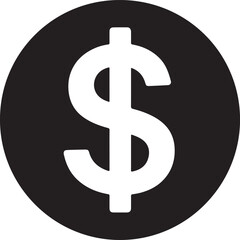 Obraz premium black and white dollar sign: a vector financial icon on a white background, symbolizing currency and wealth