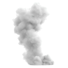 White smoke plume isolated on black background