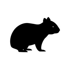Fototapeta premium Australian Black Silhouette Wombat Side View Marsupial Animal Graphic