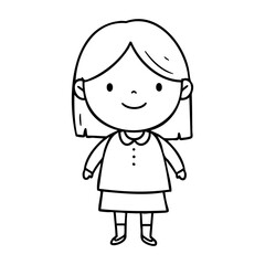 Obraz premium Cartoon illustration of a young female character with short hair. Vector hand-drawn doodle illustration
