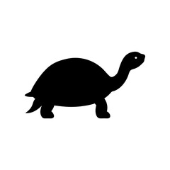 Majestic Black Silhouette Tortoise Side View Reptile Animal Graphic Illustration