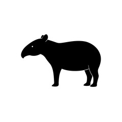 Fototapeta premium Unique Tapir Silhouette Using Snout Wild Animal Nature Wildlife Design