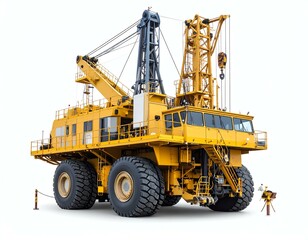 Heavy duty drilling rig on white background.