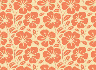 Orange floral seamless pattern, suitable for fashion design, decoration, fabric, wallpaper and printing on beige background