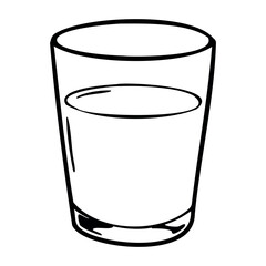 Simple hand-drawn illustration of a glass half full of water. Vector hand-drawn doodle illustration