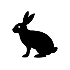 Obraz premium Cute Rabbit Animal Black Silhouette Hopping in a Playful Side View