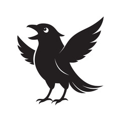 Black Bird Squawking With Beak Open