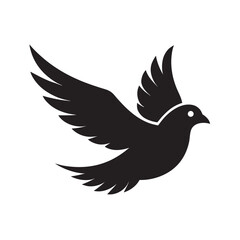 Black Bird Flying With Wings Wide