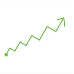 A green line graph with an upward trend on a black background indicating growth and progress shown here