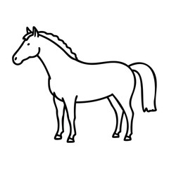 Fototapeta premium Line drawing of a horse with simple outline design. Vector hand-drawn doodle illustration