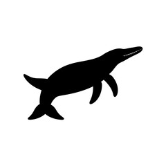 Fototapeta premium Ancient Black Silhouette Mosasaur Dinosaur for Prehistoric Marine Life