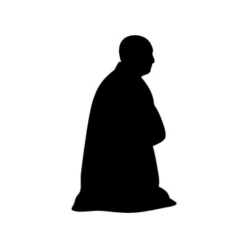 recommend clip art: Serene Black Silhouette Monk Icon for Spiritual and Religious Themes