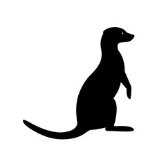 Alert Black Silhouette Meerkat Icon for Desert Wildlife and Nature Art