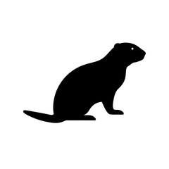 Obraz premium Cute Black Silhouette Marmot Icon for Mountain Wildlife and Nature Art