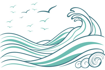 Abstract flowing waves design with soft color gradients and dynamic lines