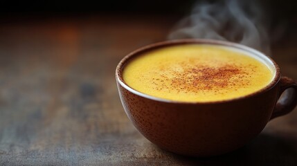 Warm, spiced pumpkin drink in mug