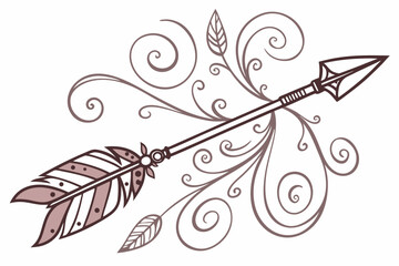 Hand drawn boho arrow design with tribal and bohemian elements
