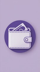Digital Wallet Illustration Modern Flat Design Icon of a Purse with Cash and Card