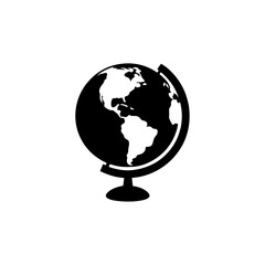 Worldwide Black Silhouette of a Globe Side View Isolated on a Pure White Background