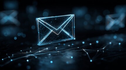 Digital envelope with network connections and communication represents data flow in modern business technologies.