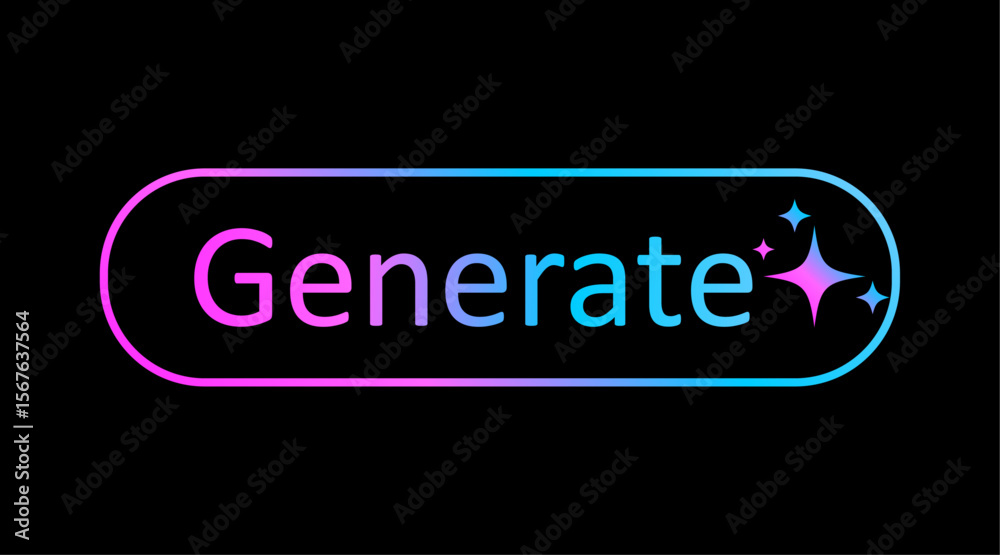 Fototapete Colorful Generate AI button with magic stars icon for website or application image generator