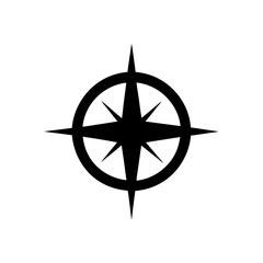 A Simple Compass Silhouette In Side View For Direction And Travel Icon