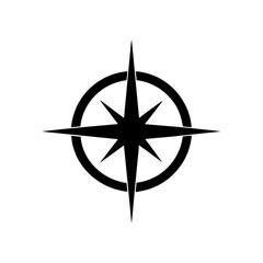 A Magnetic Compass Silhouette In Profile For Navigation And Direction