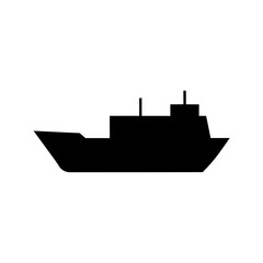 A Cargo Ship Silhouette In Profile For A Freight And Global Trade