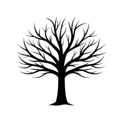 Obraz premium Black Vector Silhouette Of A Stark Winter Tree Against A White Scene