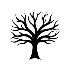 Calligraphy Brush Stroke Style Of A Bare Tree For An Expressive Art