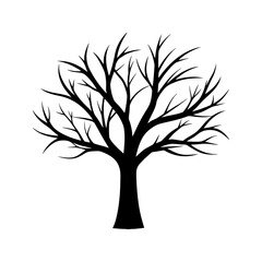 Obraz premium A Stark Bare Tree Silhouette With Perfectly Straight Geometric Branches