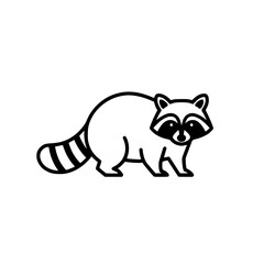 Fototapeta premium Raccoon illustration in simple linear vector icon style 