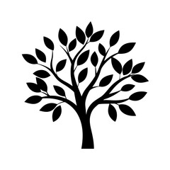 A Simple Elegant Tree Silhouette With Delicate Branches For A Logo