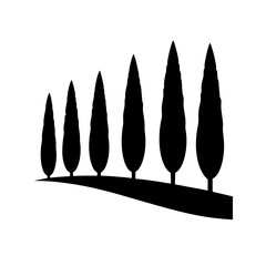 A Row Of Cypress Trees Silhouette For A Simple And Elegant Landscape