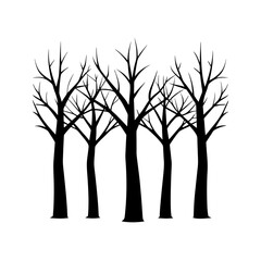 A Row Of Bare Winter Trees On A Horizon Line For A Stark Landscape