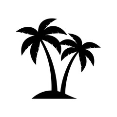 A Pair Of Crossing Palm Trees In A Silhouette Style For A Beach Icon