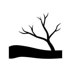 Minimalist Silhouette Of A Dead Branch Lying On The Ground Vector