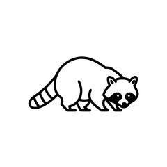 Raccoon icon in simple linear design 
