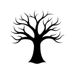 Leafless Tree Silhouette With A Thick Powerful Trunk For A Strong Icon