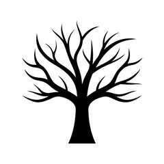 A Minimalist Bare Tree Silhouette With Only A Few Main Branches